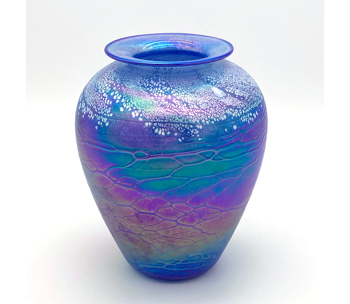 Blue Luster Glass Vase by Tom Stoenner